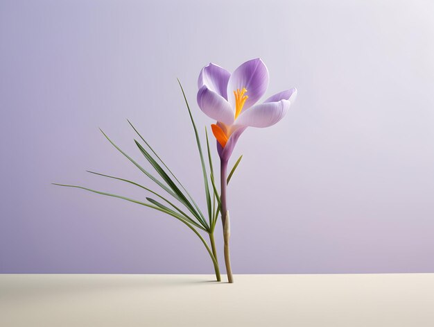 Krokusblume im Studio-Hintergrund einzelne Krokusblumen Schöne Blume ai generiertes Bild