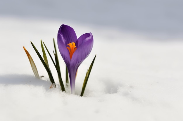 Foto krokusfrühlingsschneeblume generieren sie ai