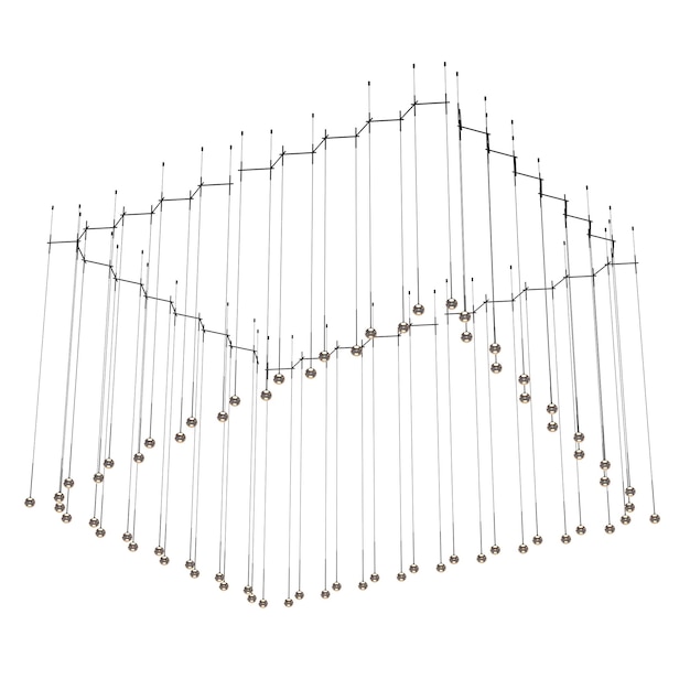 Kronleuchter an der Decke isoliert auf weißem Hintergrund Hängelampe Pendelleuchte 3D-Darstellung