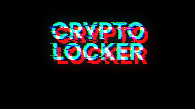 Krypto-Locker-Text mit Bildschirm-Effekten technologischer Störungen