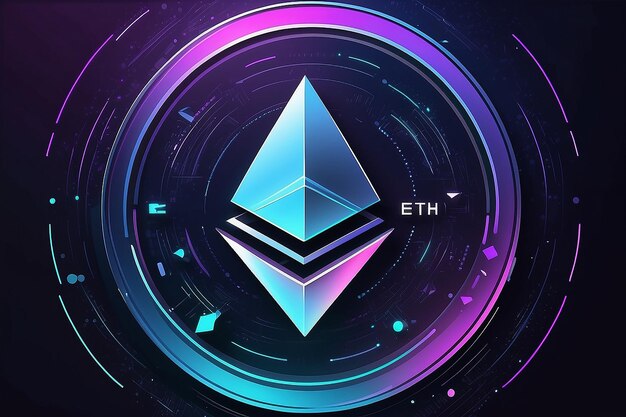 Kryptowährung Ethereum im futuristischen Stil Digitale Münze ETH für Banner-Website oder Präsentation