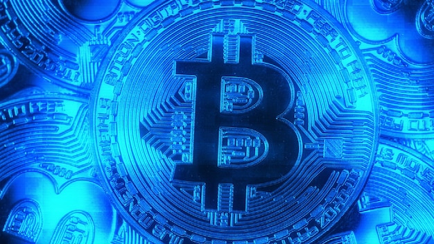 Kryptowährung Gold Bitcoin BTC Bit Coin Makroaufnahmen Kryptowährung Bitcoin-Münzen