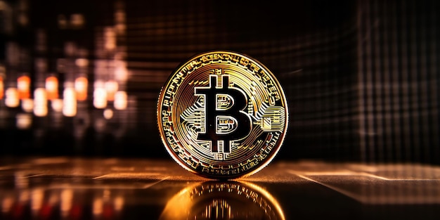 Kryptowährung goldener Bitcoin-Hintergrund Finanzanlagekonzept Generative Ai