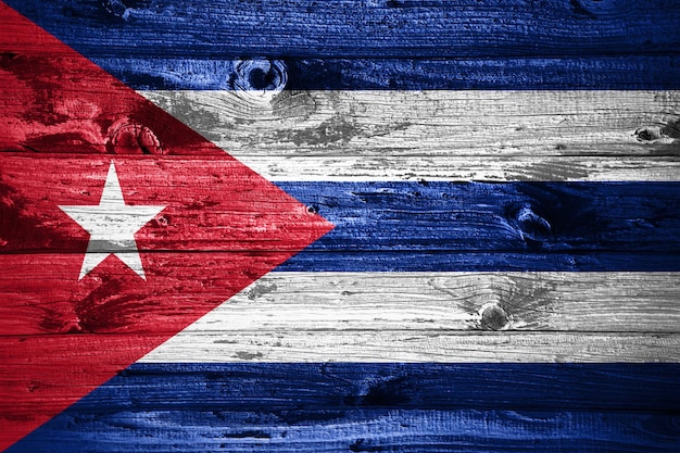 Kuba Flagge auf Holzbohlen Hintergrund Holzfahne