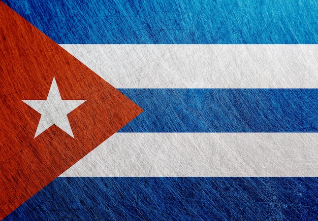Kuba Flagge Metall Vintage Retro zerkratzter Stahlhintergrund
