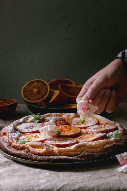 Kuchen mit Blutorange