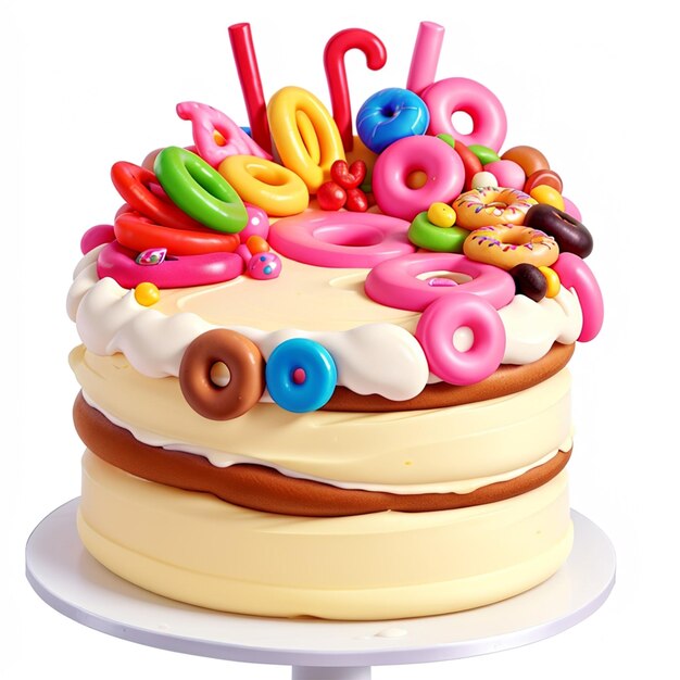 Kuchen mit bunten Toppings 3D-Rendering-Kunststil 17