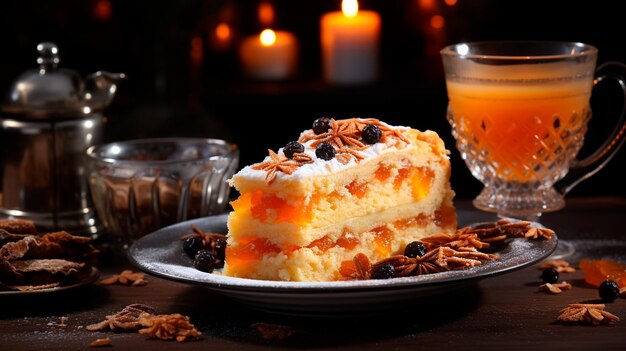 Kuchen mit Orangen und Nüssen