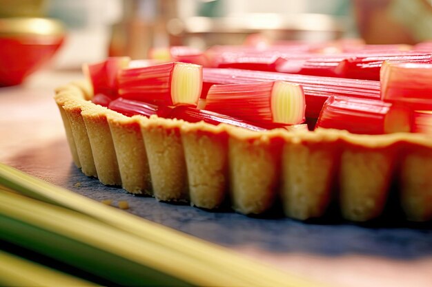 Kuchen mit Rhubarb und Cheddar-Käse