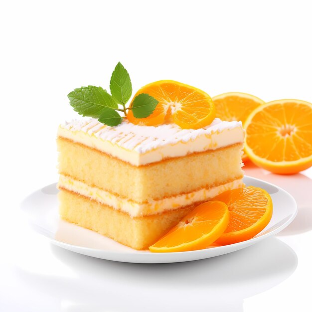 Kuchen mit weißem, orangefarbenem Hintergrund