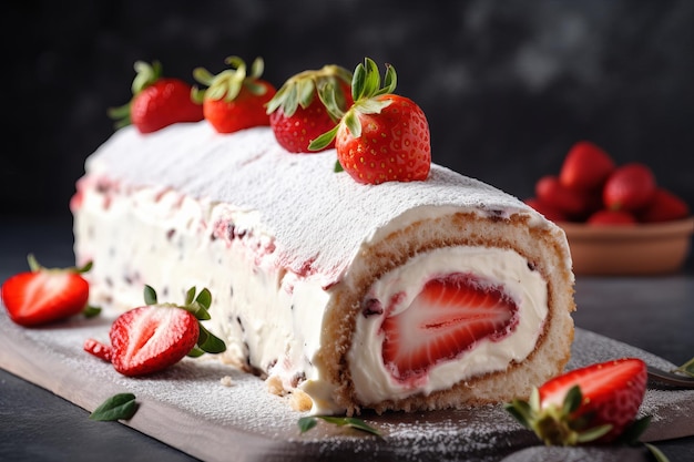 Kuchenrolle Erdbeeren Obst Ai generieren