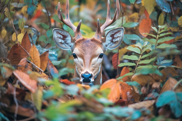 Foto kudu oculto parcialmente oscurecido por el follaje