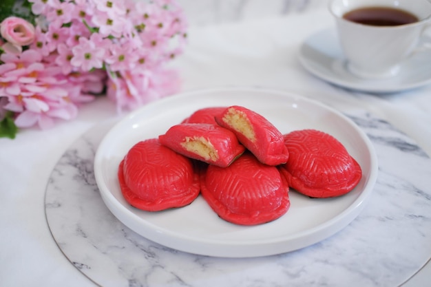 Kue ku kue tok ou bolo tradicional de tartaruga vermelha na Indonésia