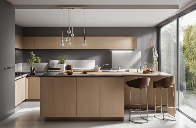 Küche im minimalistischen Stil mit klaren Formen und natürlichem Licht