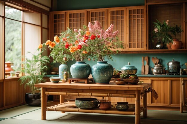 Kücheninterieur im japanischen Stil