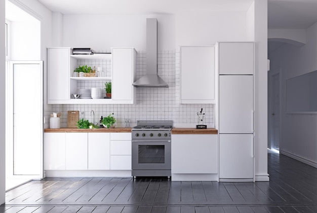 Kücheninterieur im modernen skandinavischen Stil