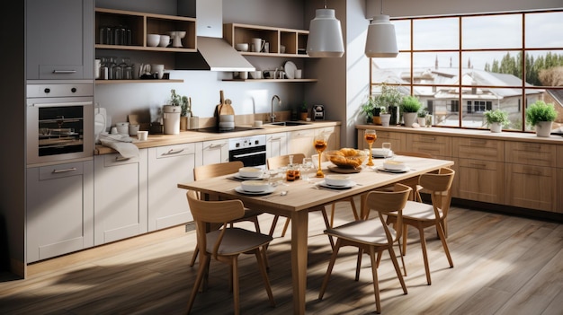 Küchenprojekt im skandinavischen Stil helles Interieur aus natürlichen Materialien