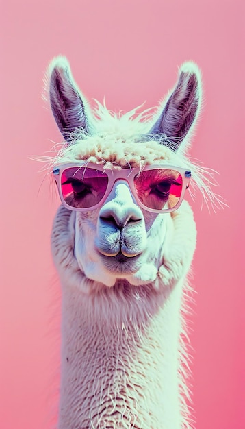 Foto kühle lama mit sonnenbrille auf gradient orange