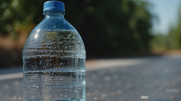 Kühlwasserflasche an einem sonnigen Tag