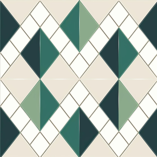 Kühnes Argyle-Fliesenmuster in Grün und Weiß für moderne Innenräume