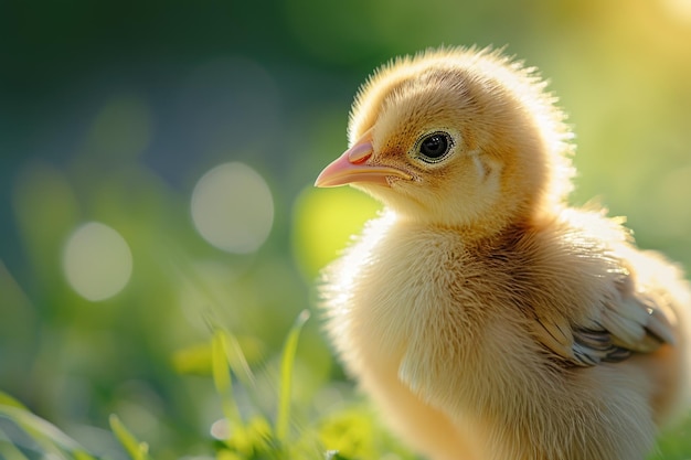 Küken im sonnigen Gras