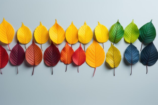 Foto künstlerische anordnung von lebendigem herbstblatt horizontale perspektive symbol für den herbst