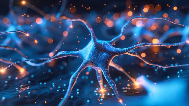 Künstlerische Darstellung eines Neurons Das Neuron ist die grundlegende funktionelle Einheit des Nervensystems