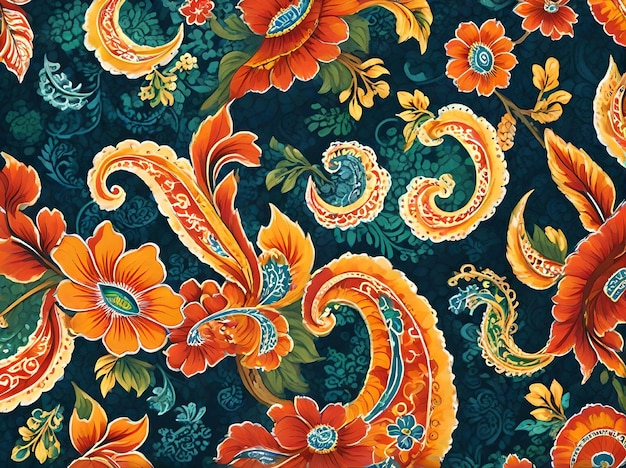 Künstlerische und abstrakte indonesische Batikmuster auf Stoff Realistische Illustrationskunst