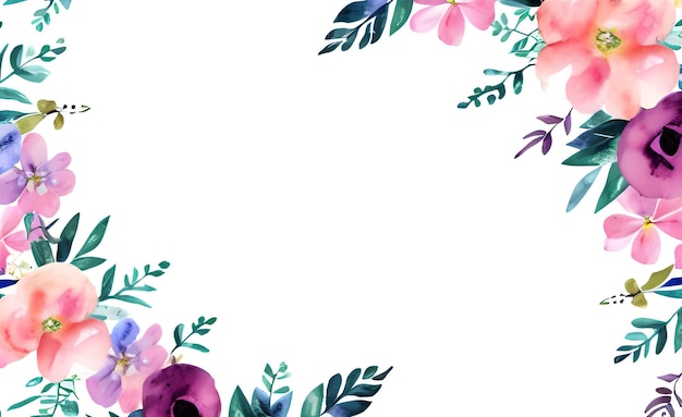 Künstlerischer Aquarell-Blumenrahmen auf einem faszinierenden Hintergrund