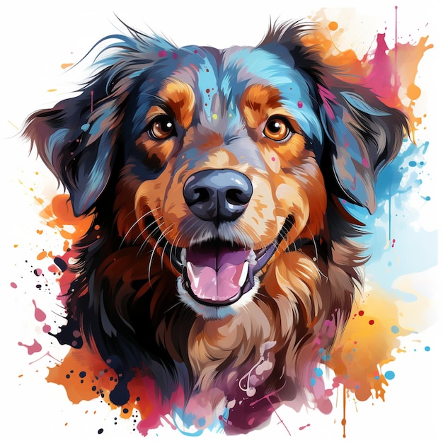 Künstlerischer Hund mit Farbstreifen