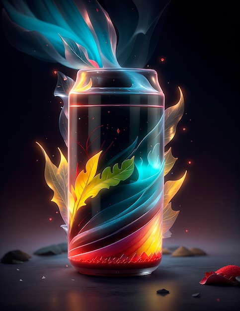 Künstlerisches Energy-Drink-Illustrationsdesign für Anzeigen