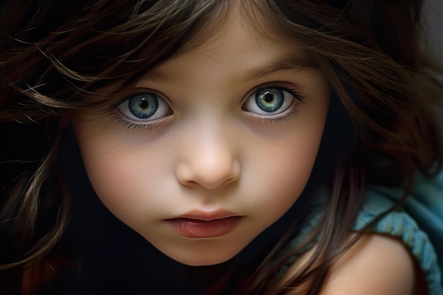 Künstlerisches Porträt und schöne Illustration eines jungen Mädchens mit attraktiven Augen wurden von der KI erstellt