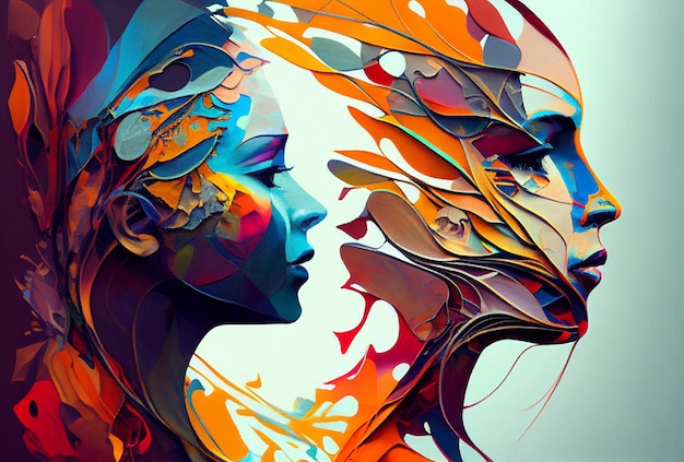 Künstlerisches Porträt von Menschen Ein verliebtes Paar Ein wunderschönes Poster in der Maltechnik Fantastisches Bild Generative KI