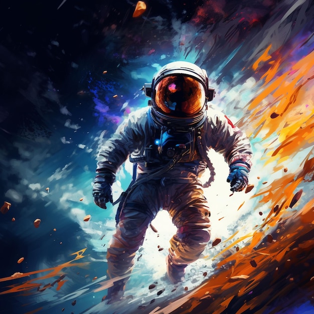 Künstlerisches und verspieltes Bild eines Astronauten