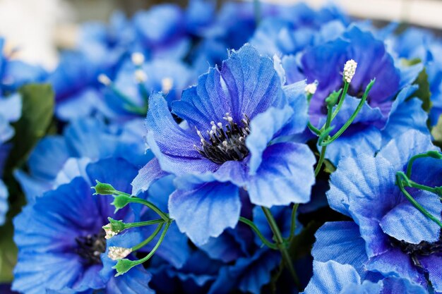 Foto künstliche blaue blumen in großbild