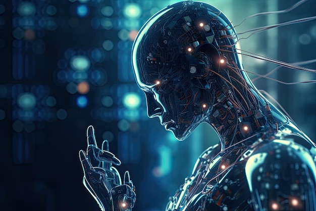 Künstliche Intelligenz AI mit maschinellem Deep Learning und Data Mining und ein weiterer moderner Computer te