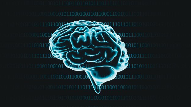Künstliche Intelligenz Digital Brain Concept Hintergrund 3D-Rendering