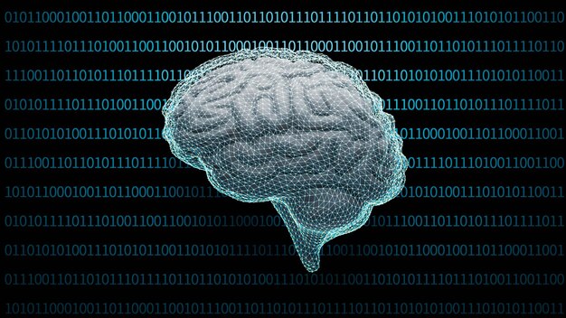 Künstliche Intelligenz Digital Brain Concept Hintergrund 3D-Rendering