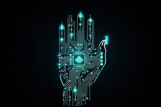 Künstliche Intelligenz KI-Schaltplatte in Form elektronischer PCB-Schaltung