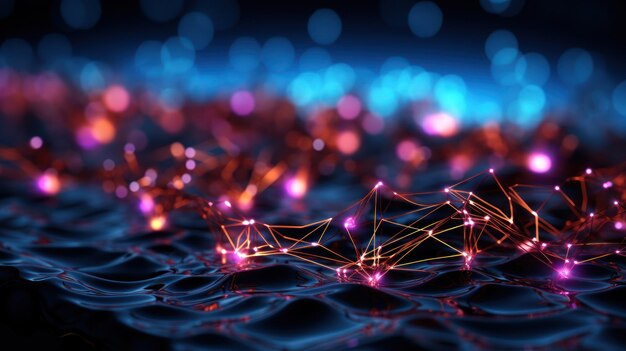Künstliche Intelligenz Konzept Neuronennetzwerk, das Punkte und Linien verbindet