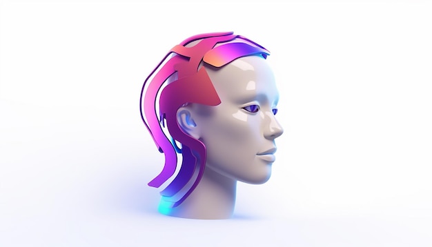 Künstliche Intelligenz Logo Minimalistische 3D-KI einfacher und weißer Hintergrund Ultra hohe Qualität und