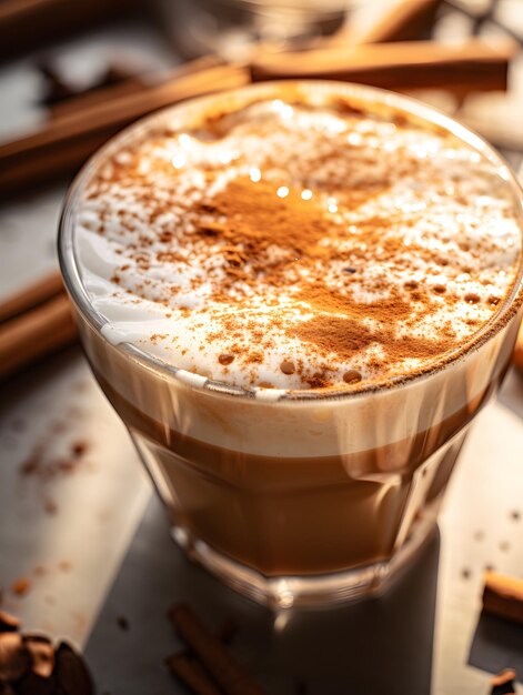 Foto kürbis-gewürz-latte-eiskaffee-hintergrundfoto