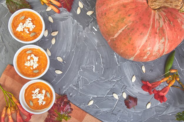 Kürbiscremesuppe oder Souffle. Erntedankfest.