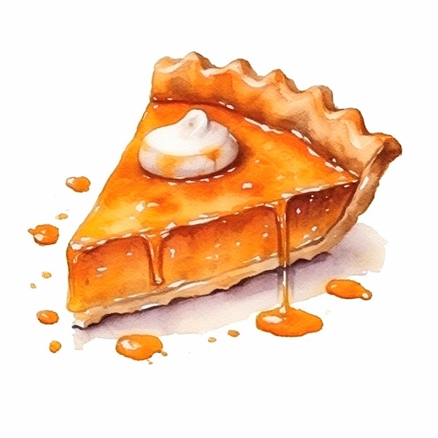 Kürbiskuchen isolierte Aquarell-Illistration AI generativ