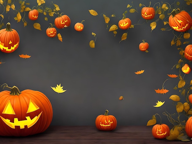 Kürbislaternen mit generativer KI für fröhliche Halloween-Hintergrundbilder