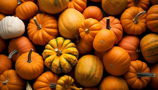 Kürbisse und Kürbisse Thanksgiving oder herbstlicher Hintergrund