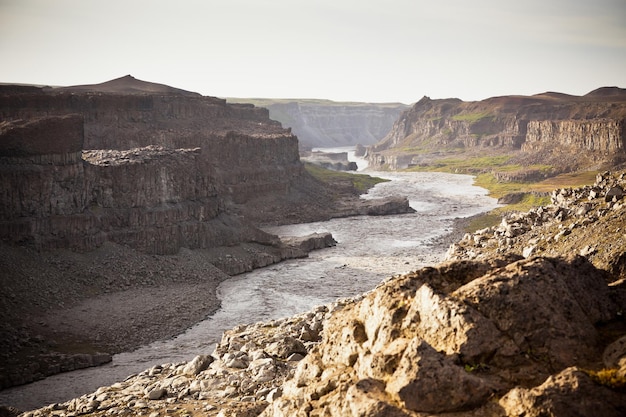 Küste des isländischen Flusses Jokulsa a Fjollum