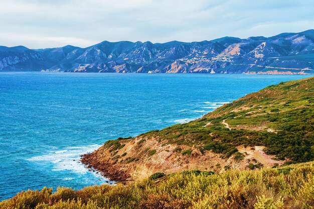 Küste des Mittelmeers in Portoscuso, Carbonia-Iglesias, Südsardinien, Italien