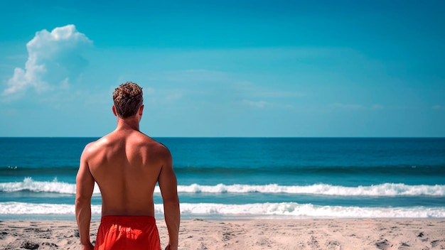 Küstenwache beobachtet das Wasser, bewacht den Strand, generiert KI.