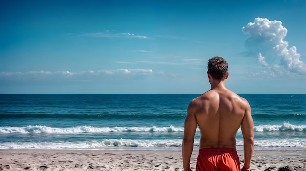 Foto küstenwache beobachtet das wasser, bewacht den strand, generiert ki.